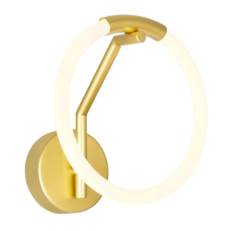 Hoops Integrated LED 10in Satin Gold Wall Sconce — CWI Lighting LED Wall Lights  
