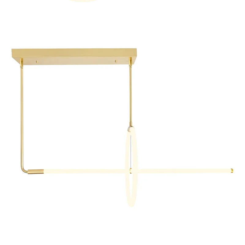 Hoops Integrated LED Geometric Satin Gold Chandelier — CWI Lighting LED Pendant Lights  