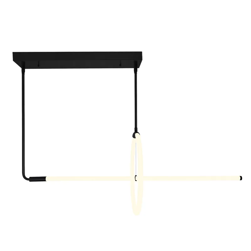 Hoops Integrated LED Geometric Black Chandelier — CWI Lighting LED Pendant Lights  
