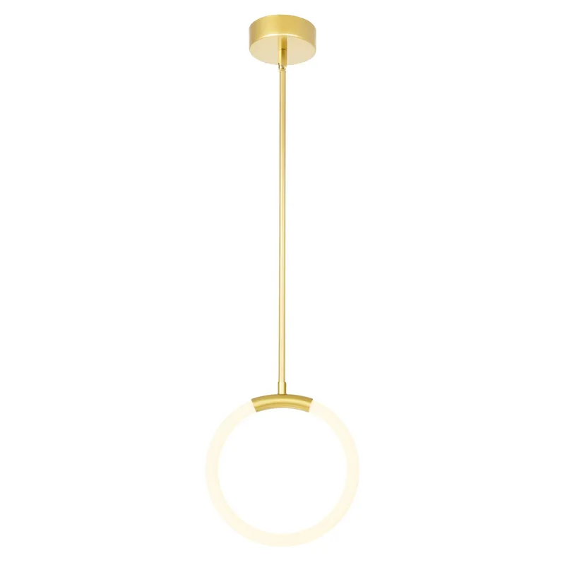 Hoops Integrated LED 10in Satin Gold Mini Pendant — CWI Lighting LED Pendant Lights  