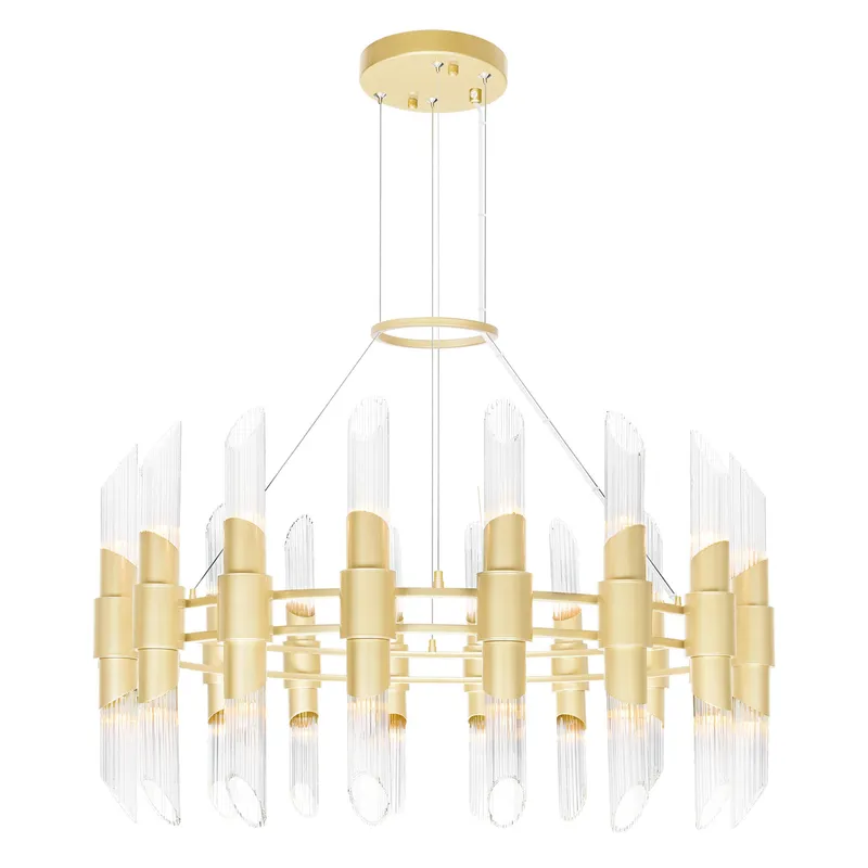 Croissant 36 Light Chandelier With Satin Gold Finish — CWI Lighting LED Pendant Lights  