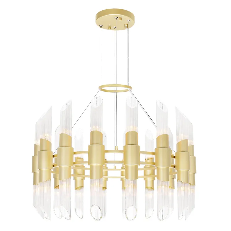 Croissant 32 Light Chandelier With Satin Gold Finish — CWI Lighting LED Pendant Lights  