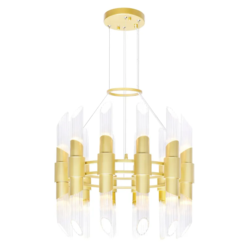 Croissant 24 Light Chandelier With Satin Gold Finish — CWI Lighting LED Pendant Lights  