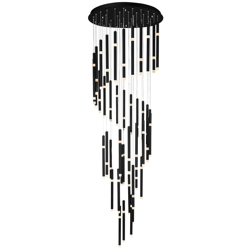 Flute Integrated LED 54in Black Chandelier — CWI Lighting LED Pendant Lights  