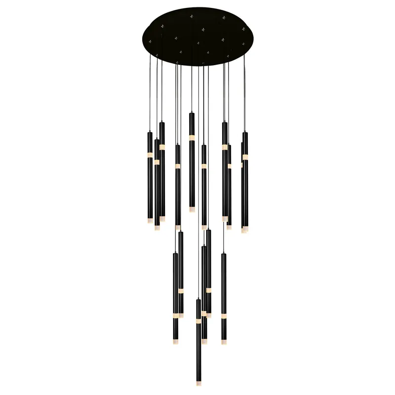Flute Integrated LED 24in Black Chandelier — CWI Lighting LED Pendant Lights  