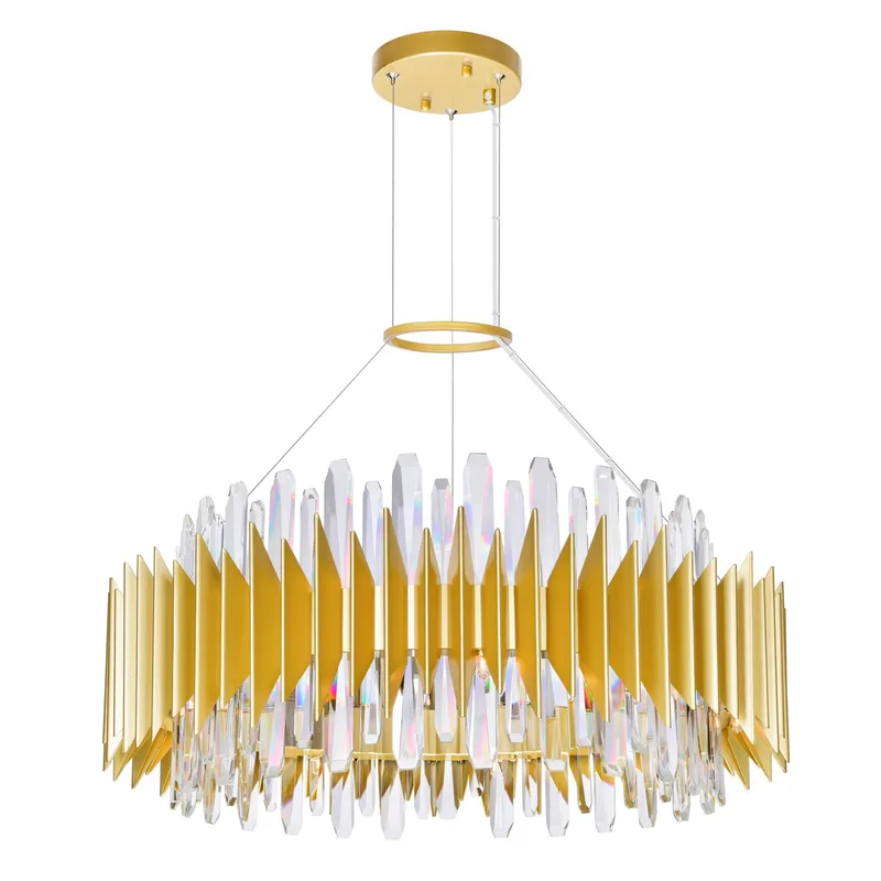 Cityscape 18 Light 28in Satin Gold Chandelier — CWI Lighting LED Pendant Lights  