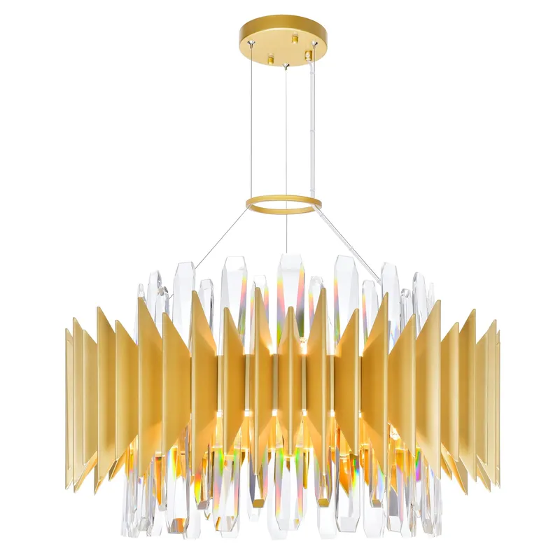 Cityscape 12 Light 20in Satin Gold Chandelier — CWI Lighting LED Pendant Lights  