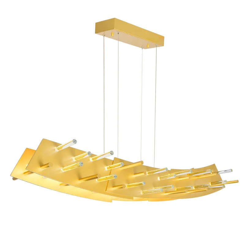 Gondola LED Chandelier With Satin Gold Finish — CWI Lighting LED Pendant Lights  