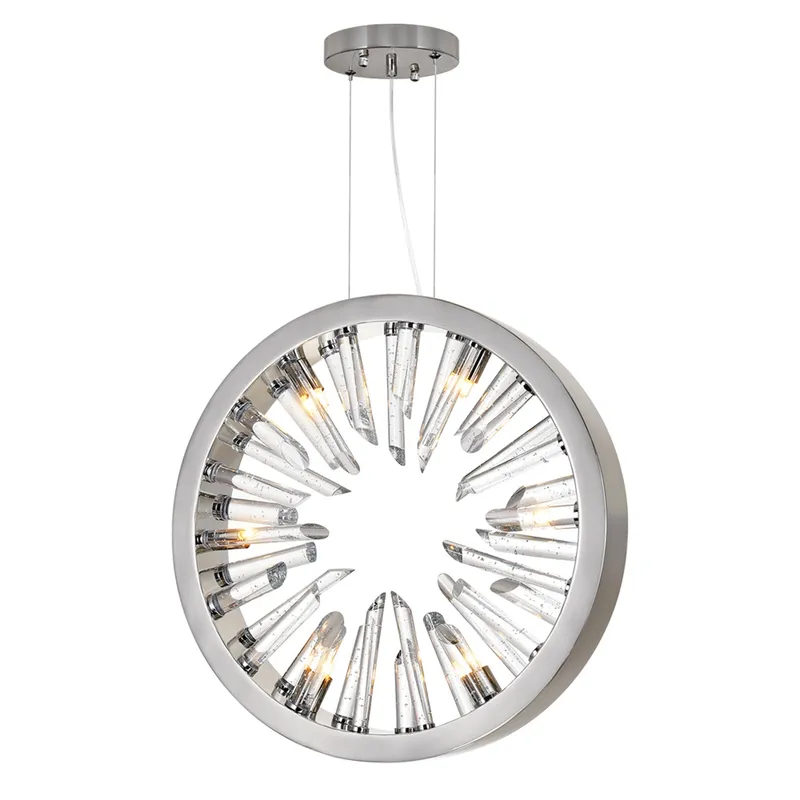 Spiked 6 Light Chandelier With Polished Nickel Finish — CWI Lighting LED Pendant Lights  