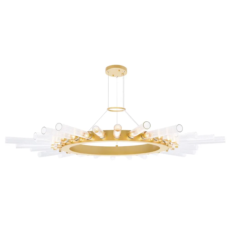 Collar 28 Light Chandelier With Satin Gold Finish — CWI Lighting LED Pendant Lights  
