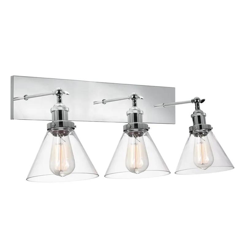 Eustis 3 Light 24in Polished Nickel Vanity Light — CWI Lighting LED Wall Lights  