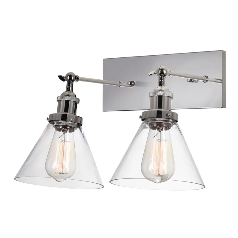 Eustis 2 Light 15in Polished Nickel Vanity Light — CWI Lighting LED Wall Lights  