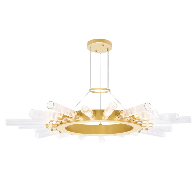Collar 21 Light Chandelier With Satin Gold Finish — CWI Lighting LED Pendant Lights  
