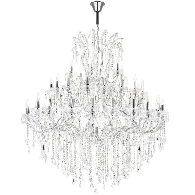 Maria Theresa 49 Light 60in Chrome Up Chandelier with Crystals — CWI Lighting LED Pendant Lights  