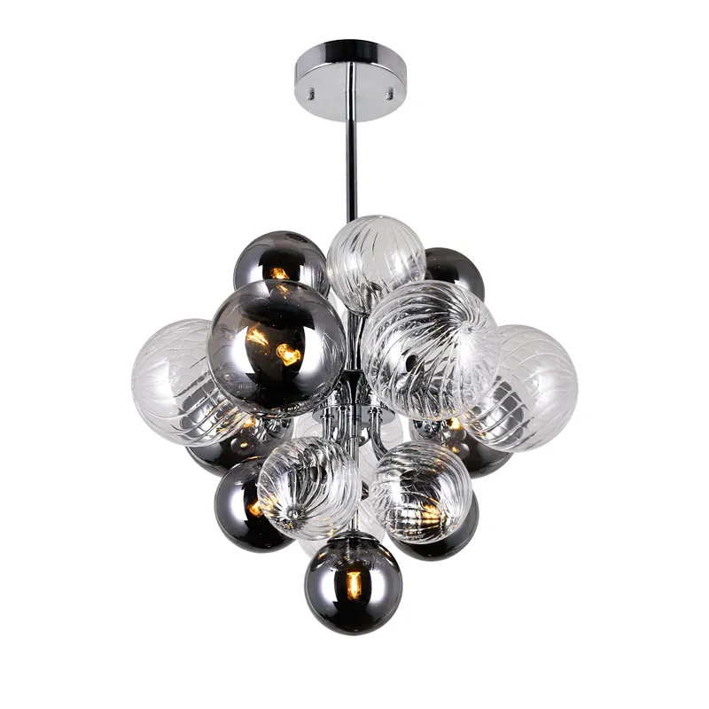 Pallocino 8 Light 16in Chrome Chandelier — CWI Lighting LED Pendant Lights  