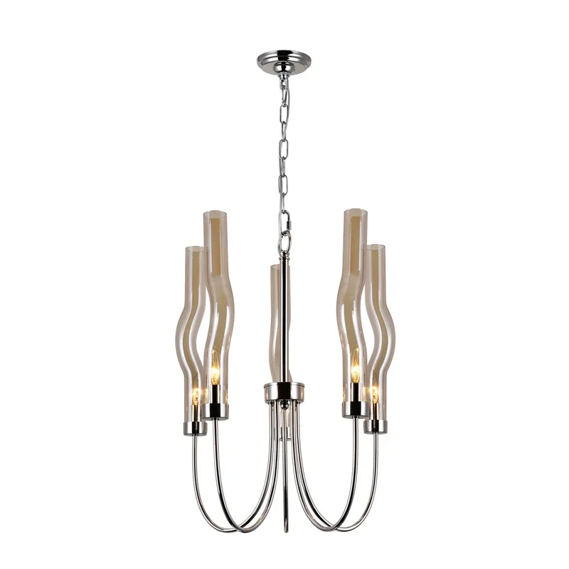 Meduse 5 Light Chandelier With Polished Nickel Finish — CWI Lighting LED Pendant Lights  