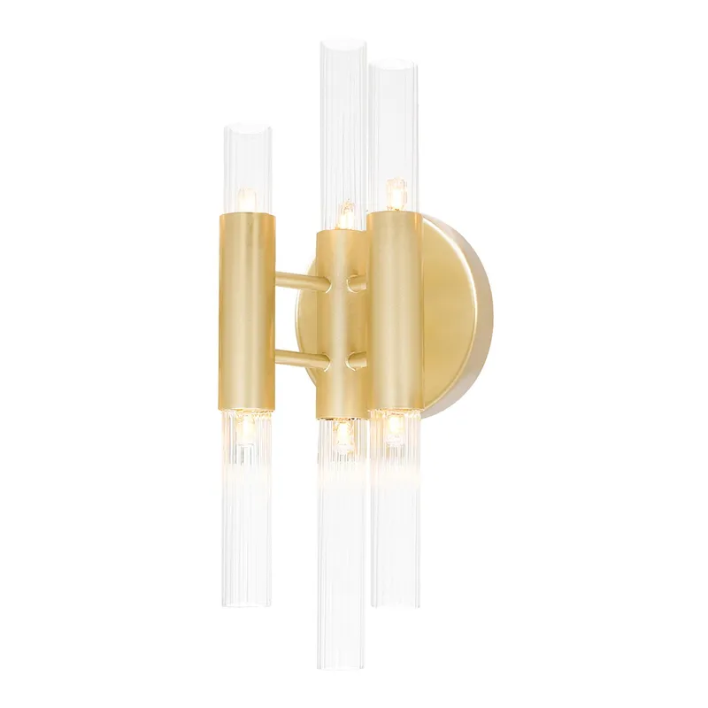Orgue 6 Light 5in Satin Gold Sconce — CWI Lighting LED Wall Lights  