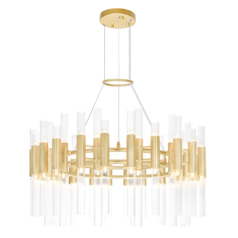 Orgue 72 Light 32in Satin Gold Chandelier — CWI Lighting LED Pendant Lights  