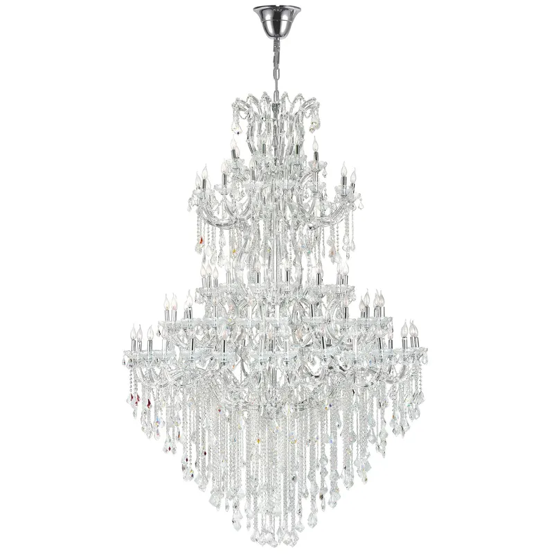 Maria Theresa 84 Light 70in Chrome Up Chandelier with Crystals — CWI Lighting LED Pendant Lights  