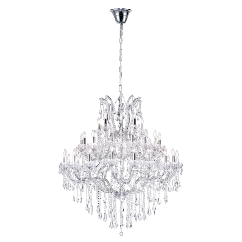 Maria Theresa 41 Light 50in Chrome Up Chandelier with Crystals — CWI Lighting LED Pendant Lights  
