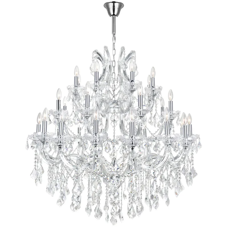 Maria Theresa 33 Light 42in Chrome Up Chandelier with Crystals — CWI Lighting LED Pendant Lights  