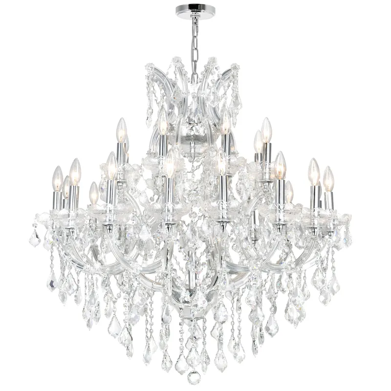Maria Theresa 25 Light 36in Chrome Up Chandelier with Crystals — CWI Lighting LED Pendant Lights  