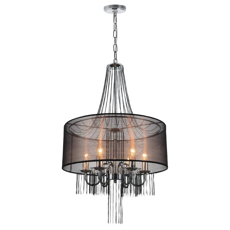 Amelia 6 Light Drum Shade Chandelier With Chrome Finish — CWI Lighting LED Pendant Lights  