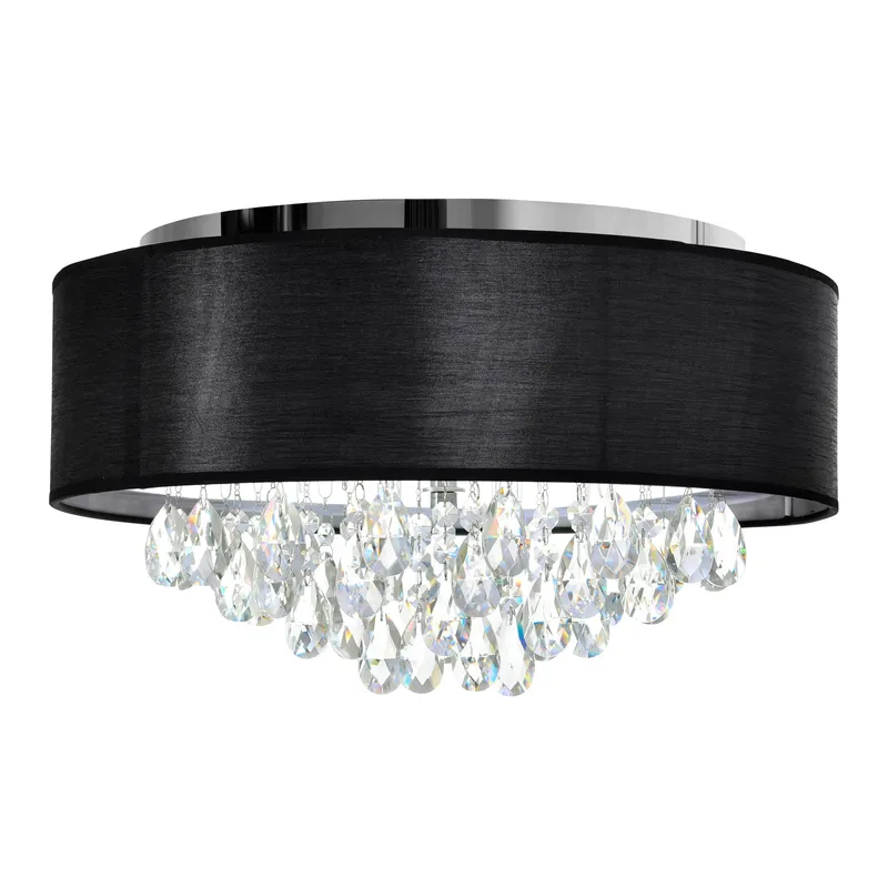 Dash 4 Light 18in Chrome Flush Mount with Black Shade — CWI Lighting LED Ceiling Lights  