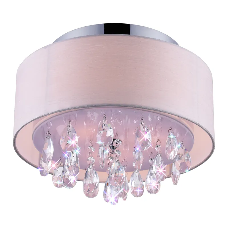 Dash 3 Light 14in Chrome Flush Mount with Off White Shade — CWI Lighting LED Ceiling Lights  