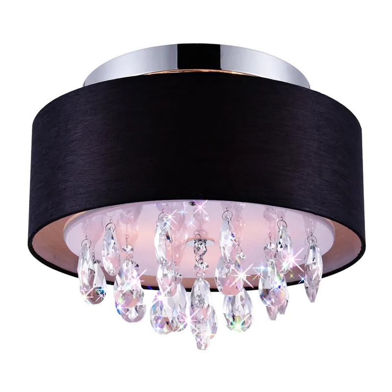 Dash 3 Light 14in Chrome Flush Mount with Black Shade — CWI Lighting LED Ceiling Lights  