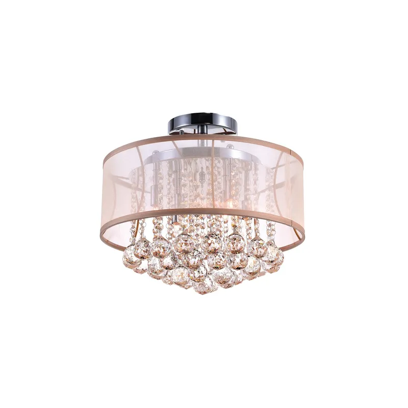 Radiant 6 Light 16in Chrome Drum Shade Flush Mount with Gold Shade — CWI Lighting LED Ceiling Lights  