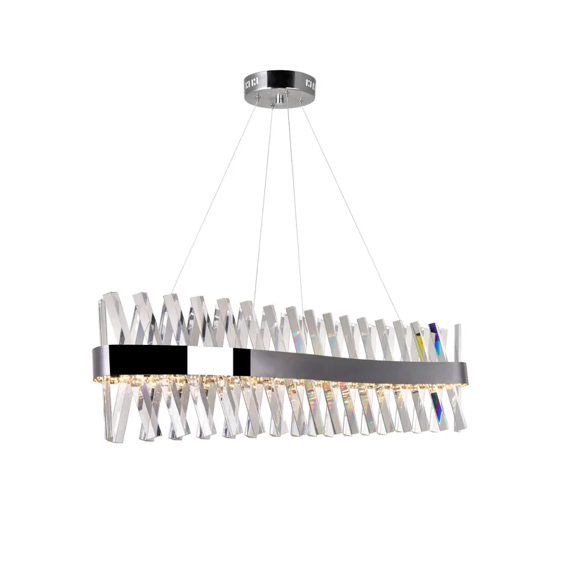 Glace Integrated LED 40in Curved Chrome Chandelier — CWI Lighting LED Pendant Lights  