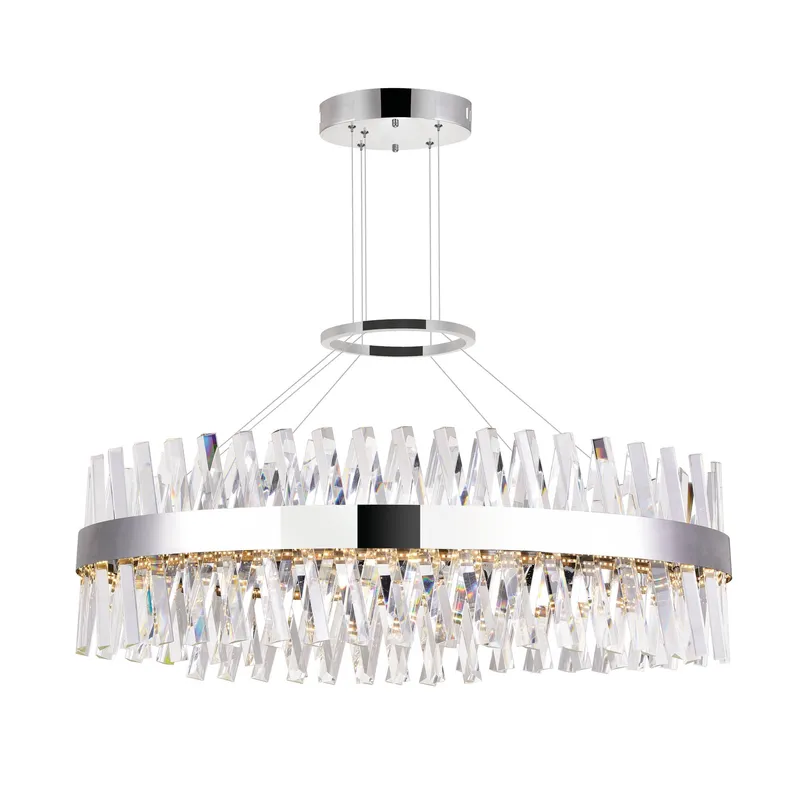 Glace Integrated LED 40in Oval Chrome Chandelier — CWI Lighting LED Pendant Lights  