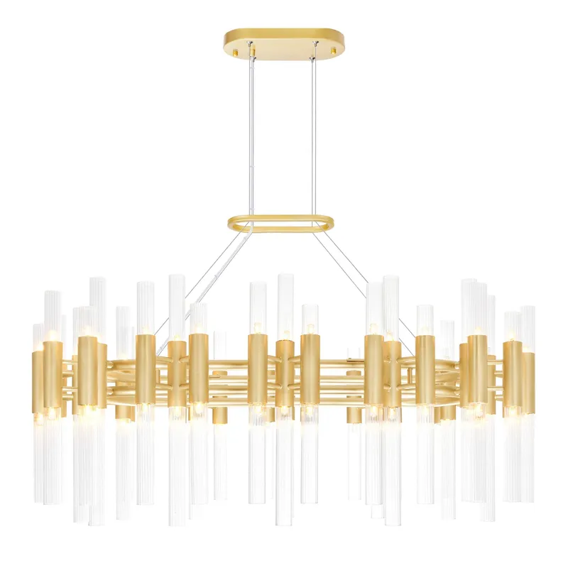 Orgue 72 Light 39in Satin Gold Chandelier — CWI Lighting LED Pendant Lights  