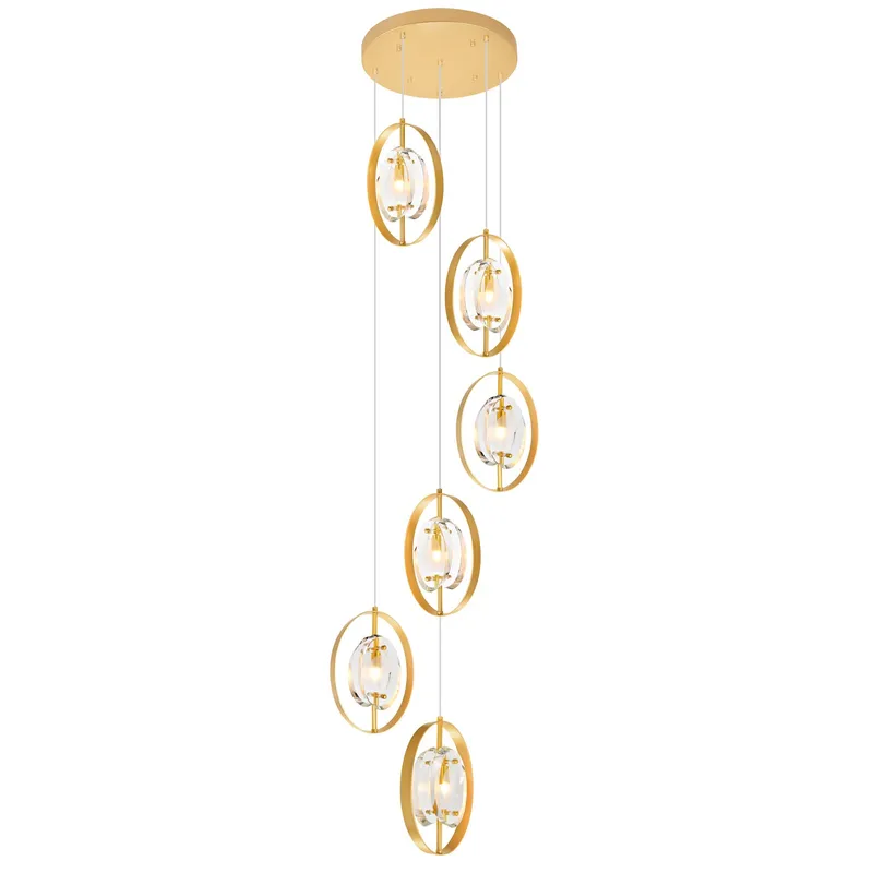 Iris 6 Light Pendant With Sun Gold Finish — CWI Lighting LED Pendant Lights  
