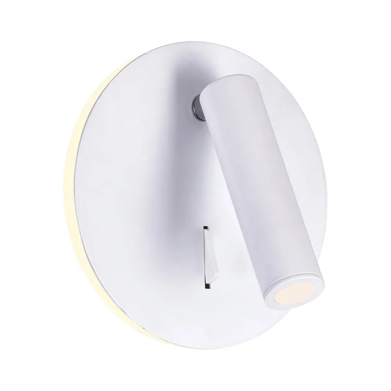 Private I Integrated LED Adjustable Round Matte White Wall Sconce — CWI Lighting LED Wall Lights  