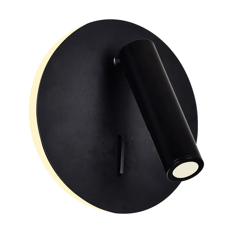 Private I Integrated LED Adjustable Round Matte Black Wall Sconce — CWI Lighting LED Wall Lights  