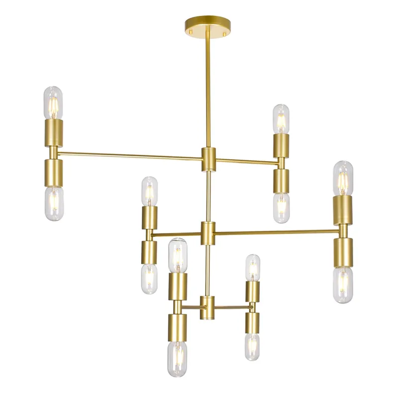 Hand Crank 12 Light Medallion Gold Chandelier — CWI Lighting LED Pendant Lights  