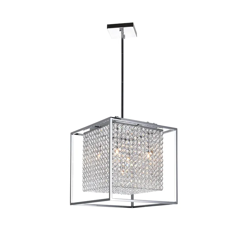 Cube 5 Light Chandelier With Chrome Finish — CWI Lighting LED Pendant Lights  