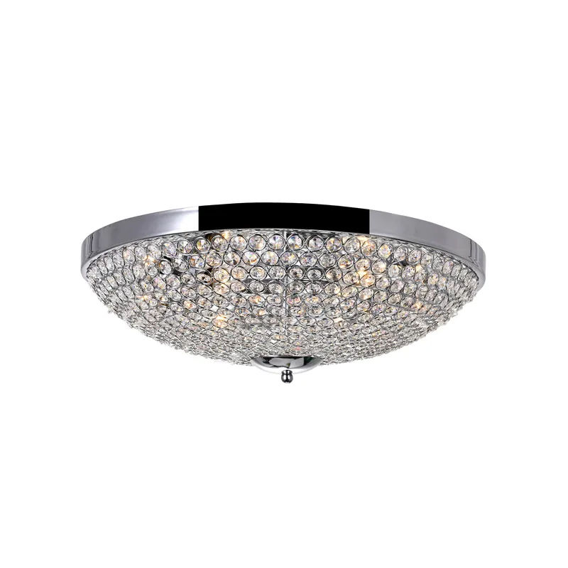 Globe 6 Light 20in Chrome Bowl Flush Mount — CWI Lighting LED Ceiling Lights  