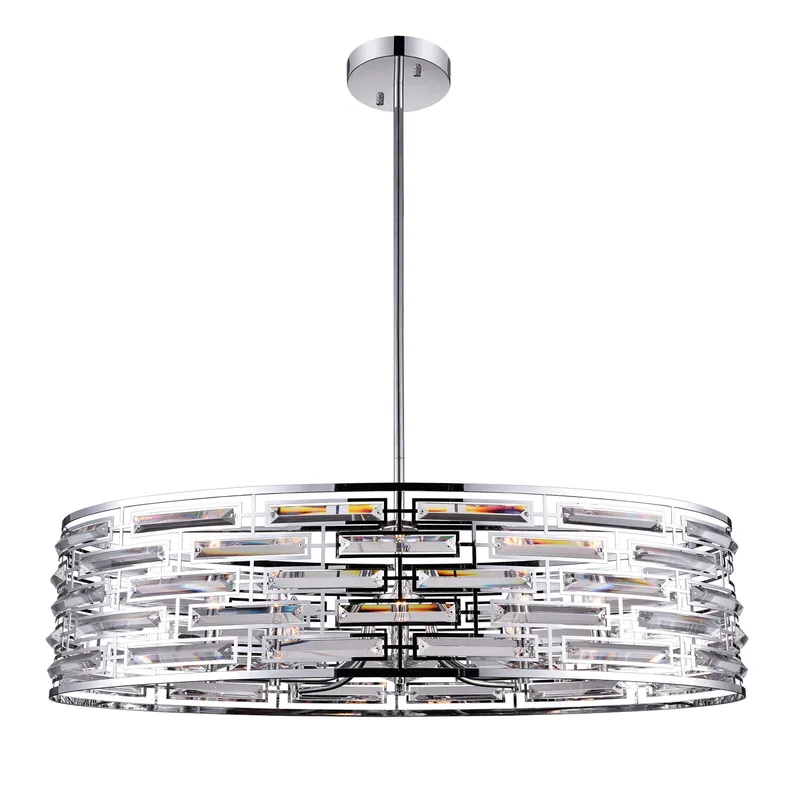Petia 8 Light Drum Shade Island Light With Chrome Finish — CWI Lighting LED Pendant Lights  