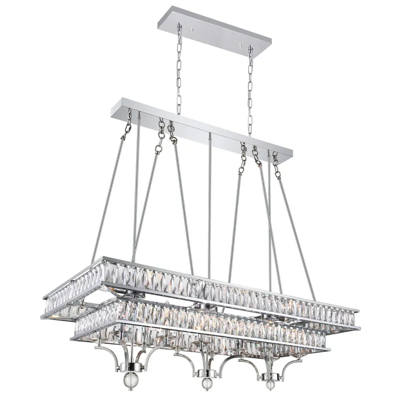 Shalia 20 Light Island Chandelier With Chrome Finish — CWI Lighting LED Pendant Lights  