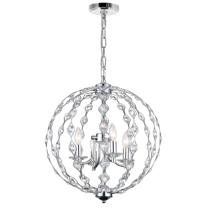 Esia 4 Light Chandelier With Chrome Finish — CWI Lighting LED Pendant Lights  