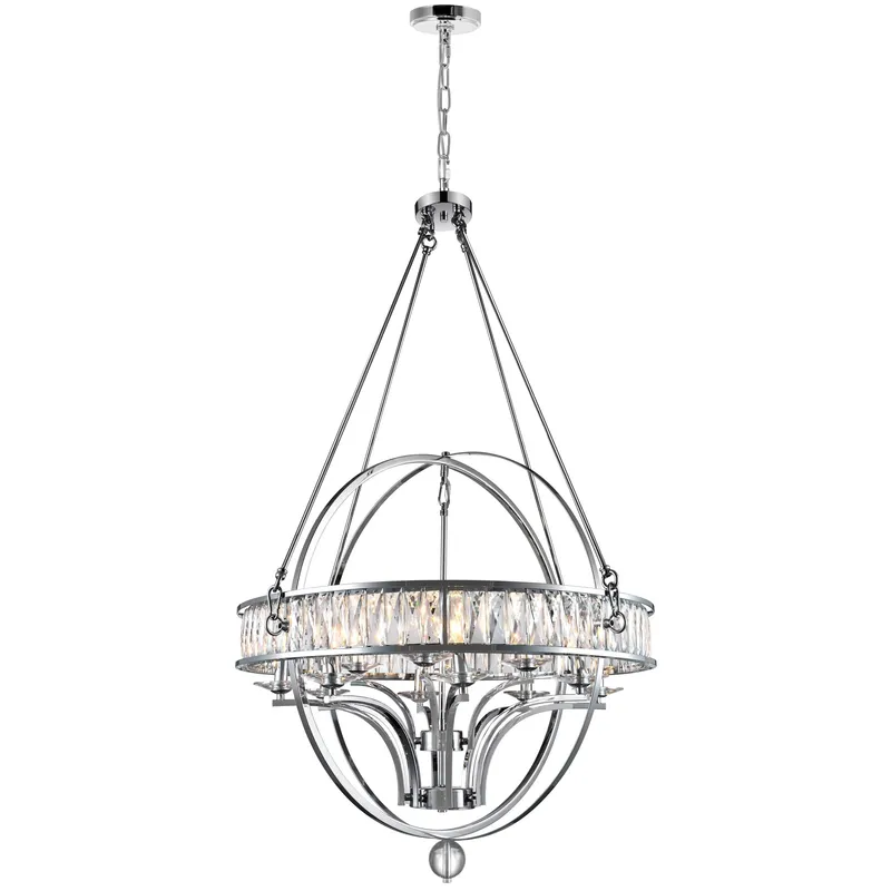Arkansas 12 Light Chrome Chandelier — CWI Lighting LED Pendant Lights  