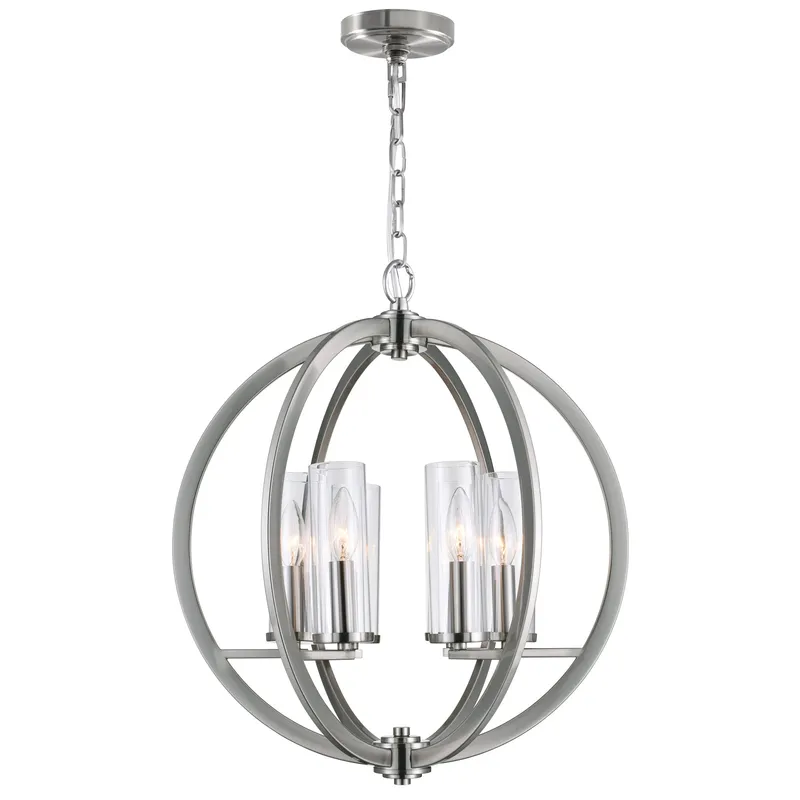 Elton 6 Light Chandelier With Satin Nickel Finish — CWI Lighting LED Pendant Lights  