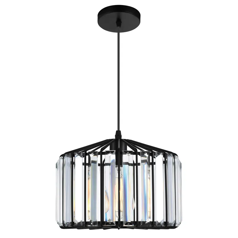 Alethia 1 Light Black Drum Shade Pendant — CWI Lighting LED Pendant Lights  