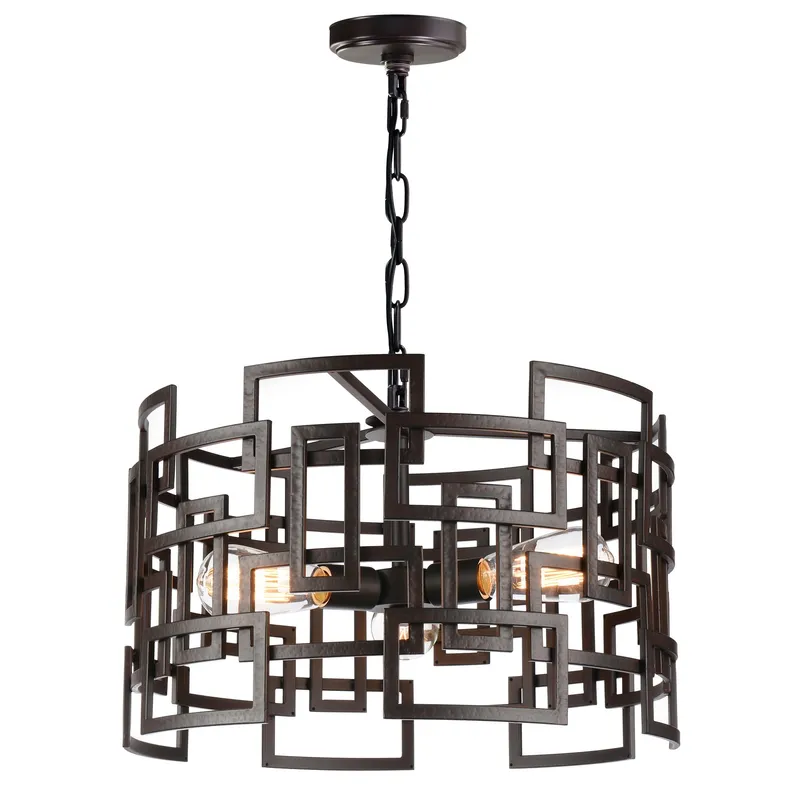 Litani 3 Light Down Chandelier With Brown Finish — CWI Lighting LED Pendant Lights  