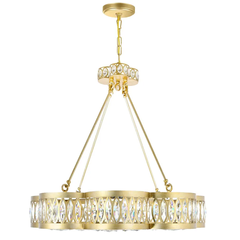 Nova 8 Light 31in Champagne Chandelier — CWI Lighting LED Pendant Lights  