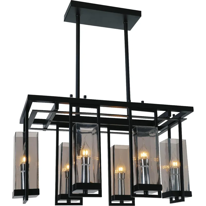 Vanna 6 Light Up Chandelier With Black Finish — CWI Lighting LED Pendant Lights  
