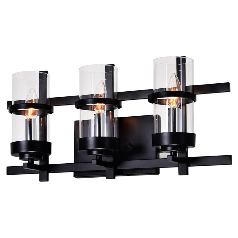 Sierra 3 Light 21in Black Vanity Light — CWI Lighting LED Wall Lights  